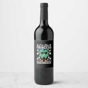 Étiquette Pour Bouteilles De Vin Je suis La Princesse Shamrock St Patrick's Day Iri