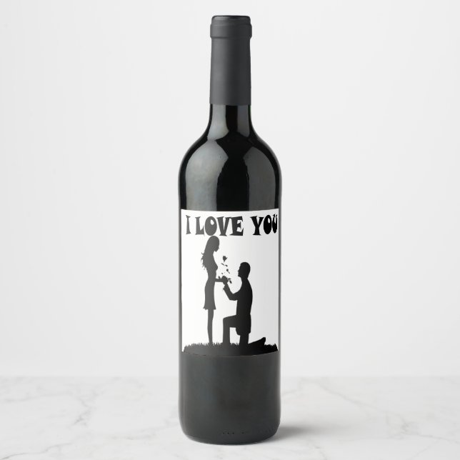 ÉTIQUETTE POUR BOUTEILLES DE VIN JE T'AIME (Devant)
