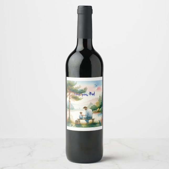 Étiquette Pour Bouteilles De Vin Je t'aime, papa (Devant)