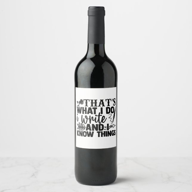 Étiquette Pour Bouteilles De Vin J'écris drôle (Devant)