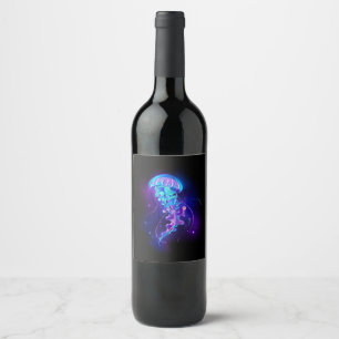 Étiquette Pour Bouteilles De Vin Jellyfish éclatante couleur