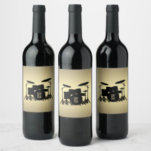 Étiquette Pour Bouteilles De Vin Jeu de tambour monogramme or