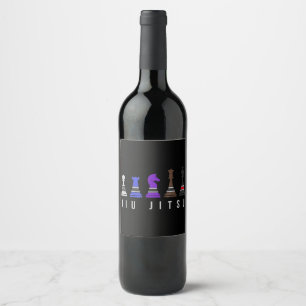 Étiquette Pour Bouteilles De Vin jeu d'échec jiu jitsu, cadeau bjj avec texte.