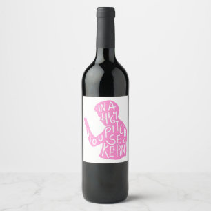 Étiquette Pour Bouteilles De Vin JJ's silhouette ménagère citation en rose pastel