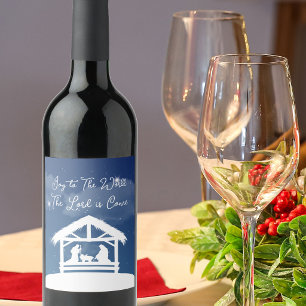 Étiquette Pour Bouteilles De Vin Joie au monde Nativité religieuse de Noël