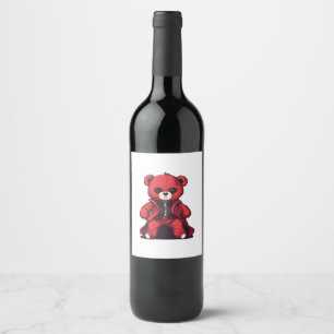 Étiquette Pour Bouteilles De Vin Joli garçon rouge en peluche