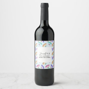 Étiquette Pour Bouteilles De Vin Joli Pastel Motif d'aquarelle papillon