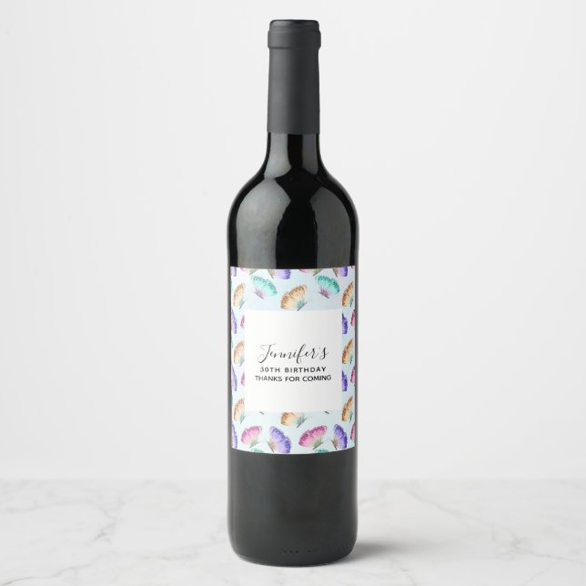 Étiquette Pour Bouteilles De Vin Joli Pastel Motif d'aquarelle papillon (Devant)