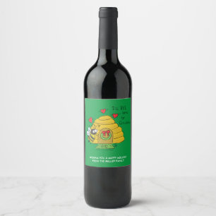 Étiquette Pour Bouteilles De Vin Jolie Bee Christmas Drôle Cartoon de vacances