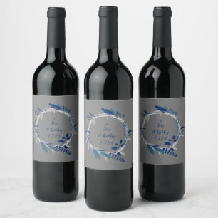 Étiquette Pour Bouteilles De Vin Jolie couronne Design Moderne Design Floral Fleurs