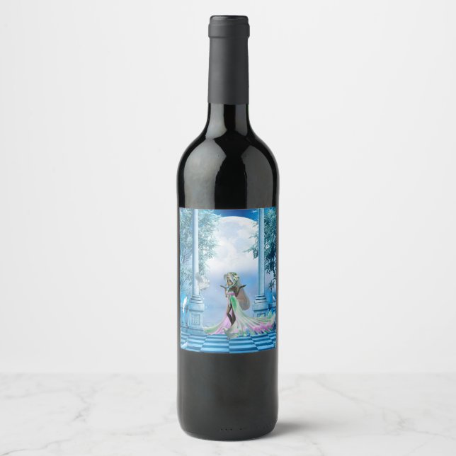 Étiquette Pour Bouteilles De Vin Jolie petite fée (Devant)