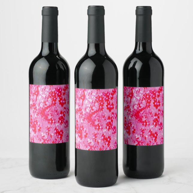 Étiquette Pour Bouteilles De Vin Jolies Fleurs Rouges (Bouteilles)