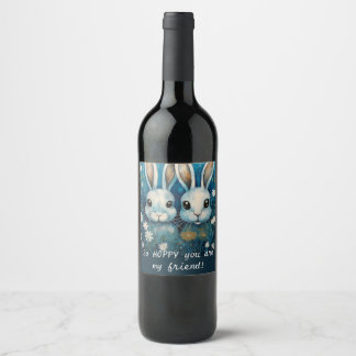 Étiquette Pour Bouteilles De Vin Jolis lapins JUMEAUX