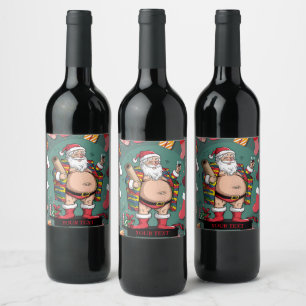 Étiquette Pour Bouteilles De Vin Jolly Happy Père Noël
