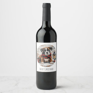 Étiquette Pour Bouteilles De Vin Jory Christmas Boxer Puppy