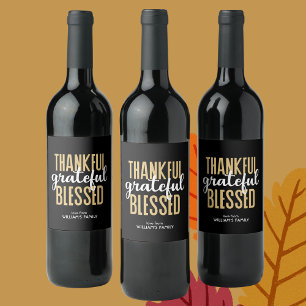 Étiquette Pour Bouteilles De Vin Jour d'Action de grâce Automne minimal