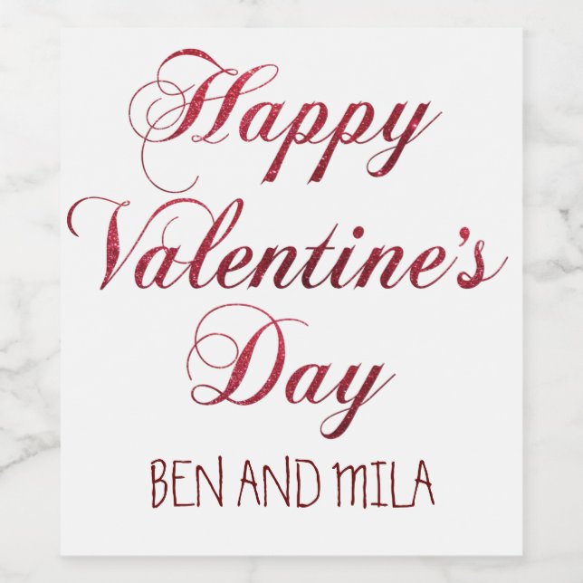 Étiquette Pour Bouteilles De Vin Jour de la Saint Valentin (Étiquettes simples)