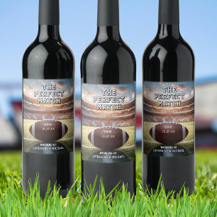 Étiquette Pour Bouteilles De Vin Jour du Mariage de football de match parfait