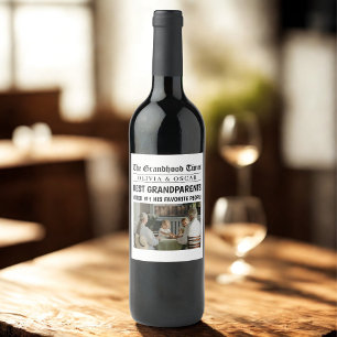 Étiquette Pour Bouteilles De Vin Journal personnalisé   Meilleurs grands-parents