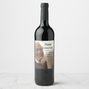 Étiquette Pour Bouteilles De Vin Joyeuse retraite nom à ajouter photo années de ser