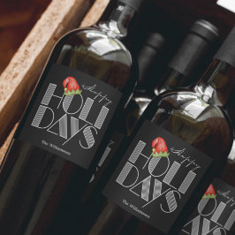 Étiquette Pour Bouteilles De Vin Joyeuses Fêtes Typographie Rétro Noir