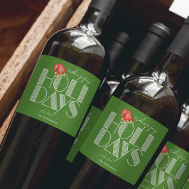 Étiquette Pour Bouteilles De Vin Joyeuses Fêtes Typographie Rétro Vert