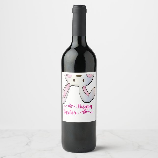 ÉTIQUETTE POUR BOUTEILLES DE VIN JOYEUSES PÂQUES  (Devant)
