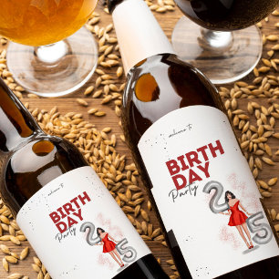 Étiquette Pour Bouteilles De Vin Joyeux 25ème anniversaire, illustration
