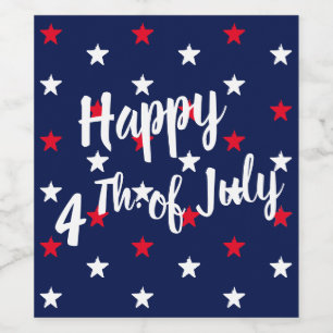 Étiquette Pour Bouteilles De Vin Joyeux 4 juillet rouge blanc & bleu marine étoiles
