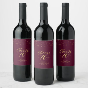 Étiquette Pour Bouteilles De Vin Joyeux 70 ans, fête d'anniversaire 70 ans