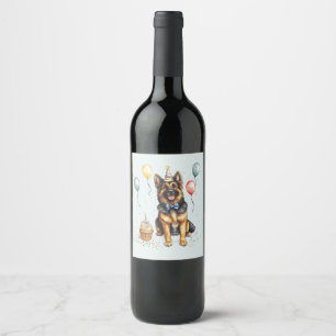 Étiquette Pour Bouteilles De Vin Joyeux Anniversaire Berger Allemand
