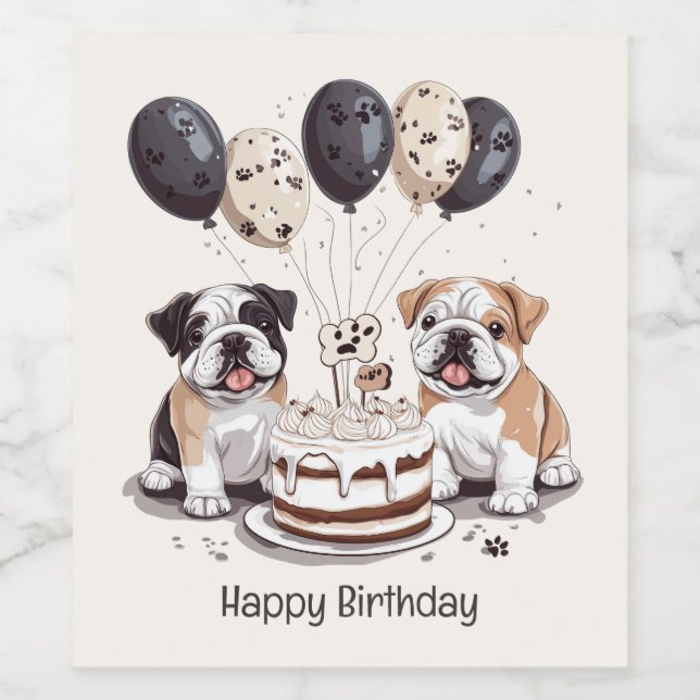 Étiquette Pour Bouteilles De Vin Joyeux Bulldogs anglais (Étiquettes simples)