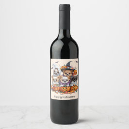 Étiquette Pour Bouteilles De Vin Joyeux Chihuahua Halloween