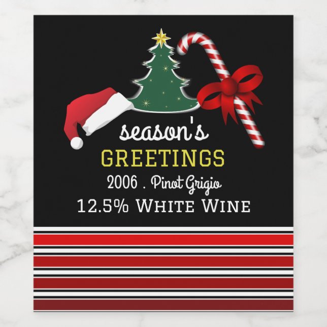 Étiquette Pour Bouteilles De Vin Joyeux et lumineux, Noël (Étiquettes simples)