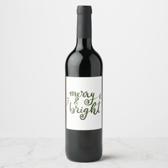 Étiquette Pour Bouteilles De Vin Joyeux et lumineux - vert (Devant)