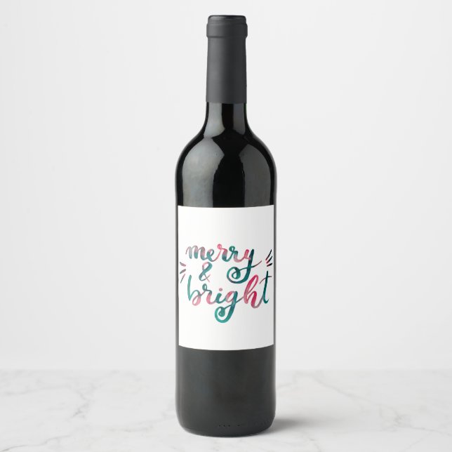 Étiquette Pour Bouteilles De Vin Joyeux et lumineux - vert et rose (Devant)