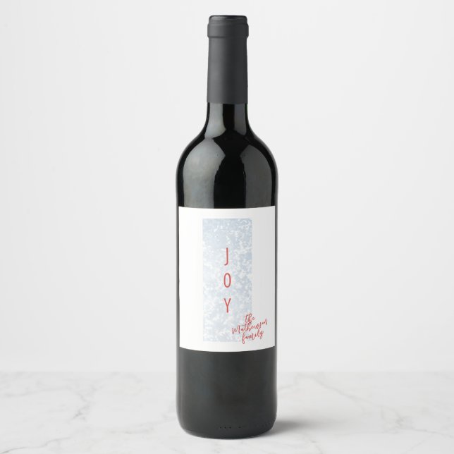Étiquette Pour Bouteilles De Vin Joyeux Frosty bleu et rouge brillant retour joyeux (Devant)