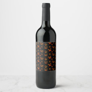 Étiquette Pour Bouteilles De Vin Joyeux Halloween Jack-O-Lantern Visages Lumineux
