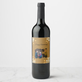 Étiquette Pour Bouteilles De Vin Joyeux mariage d'anniversaire