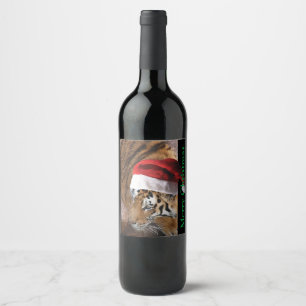 Étiquette Pour Bouteilles De Vin Joyeux Noël Bengale Tiger