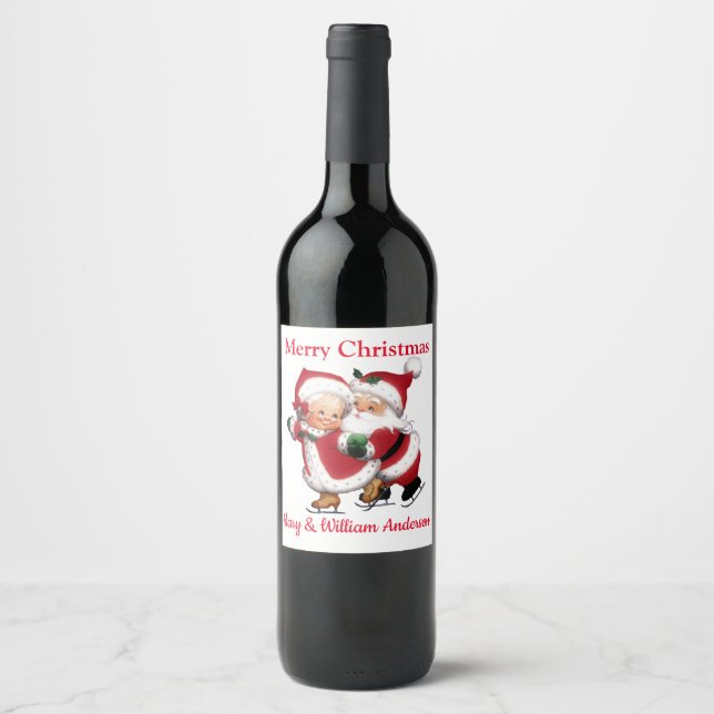 Étiquette Pour Bouteilles De Vin Joyeux Noël customisé (Devant)