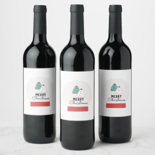 Étiquette Pour Bouteilles De Vin Joyeux Noël Globe des neiges Cookie