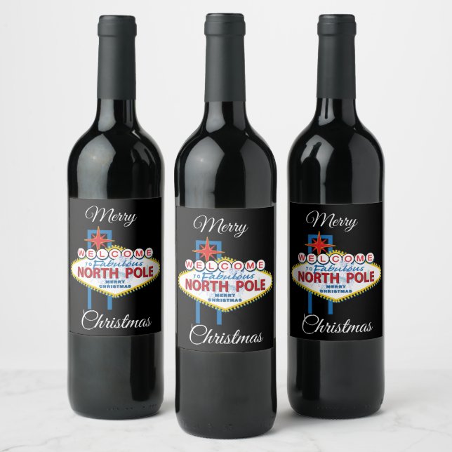 Étiquette Pour Bouteilles De Vin Joyeux Noël Las Vegas (Bouteilles)