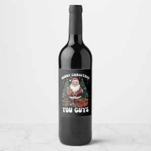 Étiquette Pour Bouteilles De Vin Joyeux Noël, les gars du Père Noël