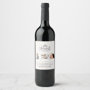 Étiquette Pour Bouteilles De Vin Joyeux Noël multi photo vacances