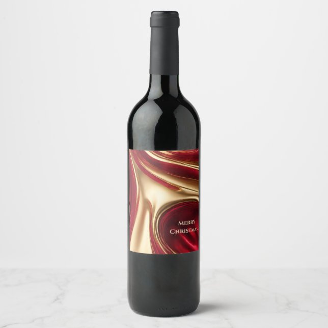 Étiquette Pour Bouteilles De Vin Joyeux Noël - Rouge et or (Devant)