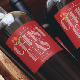 Étiquette Pour Bouteilles De Vin Joyeux Noël Typographie Rétro Rouge