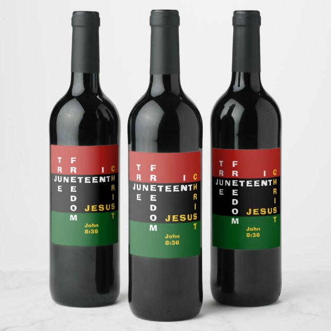 ÉTIQUETTE POUR BOUTEILLES DE VIN JUNETEENTH (Bouteilles)