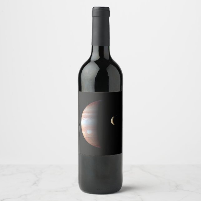Étiquette Pour Bouteilles De Vin Jupiter Géant Gaz Planète & Io Galilée Lune (Devant)
