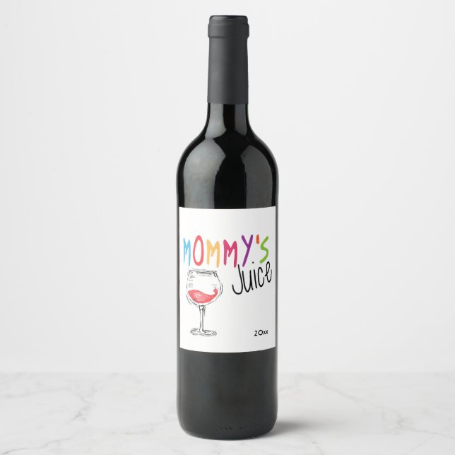 Étiquette Pour Bouteilles De Vin Jus de maman, drôle (Devant)